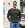 imageCOOFANDY Men Dress Sweater Long Sleeve Crew Neck Sweater Slim Fit Business Casual Pullover SweaterDark Graynarrow Ribs