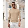 imageCOOFANDY Men Dress Sweater Long Sleeve Crew Neck Sweater Slim Fit Business Casual Pullover SweaterKhaki
