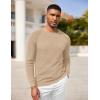 imageCOOFANDY Men Dress Sweater Long Sleeve Crew Neck Sweater Slim Fit Business Casual Pullover SweaterKhaki