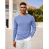 imageCOOFANDY Men Dress Sweater Long Sleeve Crew Neck Sweater Slim Fit Business Casual Pullover SweaterLight Blue