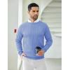 imageCOOFANDY Men Dress Sweater Long Sleeve Crew Neck Sweater Slim Fit Business Casual Pullover SweaterLight Blue