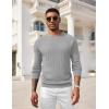 imageCOOFANDY Men Dress Sweater Long Sleeve Crew Neck Sweater Slim Fit Business Casual Pullover SweaterLight Gray