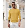 imageCOOFANDY Men Dress Sweater Long Sleeve Crew Neck Sweater Slim Fit Business Casual Pullover SweaterYellow