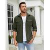 imageCOOFANDY Mens Button Down Waffle Shirt Jacket Casual Long Sleeve Shacket Lightweight Overshirts with Flap PocketsArmy Green