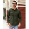 imageCOOFANDY Mens Button Down Waffle Shirt Jacket Casual Long Sleeve Shacket Lightweight Overshirts with Flap PocketsArmy Green
