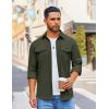 imageCOOFANDY Mens Button Down Waffle Shirt Jacket Casual Long Sleeve Shacket Lightweight Overshirts with Flap PocketsArmy Green