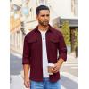 imageCOOFANDY Mens Button Down Waffle Shirt Jacket Casual Long Sleeve Shacket Lightweight Overshirts with Flap PocketsDeep Red