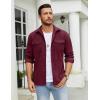 imageCOOFANDY Mens Button Down Waffle Shirt Jacket Casual Long Sleeve Shacket Lightweight Overshirts with Flap PocketsDeep Red