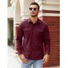 imageCOOFANDY Mens Button Down Waffle Shirt Jacket Casual Long Sleeve Shacket Lightweight Overshirts with Flap PocketsDeep Red