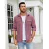 imageCOOFANDY Mens Button Down Waffle Shirt Jacket Casual Long Sleeve Shacket Lightweight Overshirts with Flap PocketsGray Purple