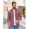 imageCOOFANDY Mens Button Down Waffle Shirt Jacket Casual Long Sleeve Shacket Lightweight Overshirts with Flap PocketsGray Purple