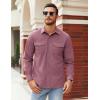 imageCOOFANDY Mens Button Down Waffle Shirt Jacket Casual Long Sleeve Shacket Lightweight Overshirts with Flap PocketsGray Purple
