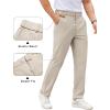 imageCOOFANDY Mens Casual Chino Pants Elastic Waist Lightweight Trousers ClassicFit Business Dress Pants with PocketsLight Khaki