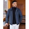 imageCOOFANDY Mens Casual Suede Bomber Jacket Lightweight Full Zip Up Jackets Vintage Faux Leather JacketDark Blue