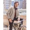 imageCOOFANDY Mens Casual Suede Bomber Jacket Lightweight Full Zip Up Jackets Vintage Faux Leather JacketMoon Grey