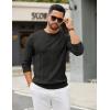 imageCOOFANDY Mens Crew Neck Sweater Long Sleeve Ribbed Knit Dress Sweaters Casual Slim Fit PulloverBlack