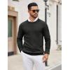 imageCOOFANDY Mens Crew Neck Sweater Long Sleeve Ribbed Knit Dress Sweaters Casual Slim Fit PulloverBlack
