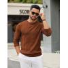 imageCOOFANDY Mens Crew Neck Sweater Long Sleeve Ribbed Knit Dress Sweaters Casual Slim Fit PulloverCaramel