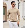 imageCOOFANDY Mens Crew Neck Sweater Long Sleeve Ribbed Knit Dress Sweaters Casual Slim Fit PulloverKhaki