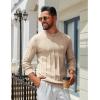 imageCOOFANDY Mens Crew Neck Sweater Long Sleeve Ribbed Knit Dress Sweaters Casual Slim Fit PulloverKhaki