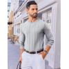 imageCOOFANDY Mens Crew Neck Sweater Long Sleeve Ribbed Knit Dress Sweaters Casual Slim Fit PulloverLight Grey