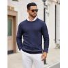 imageCOOFANDY Mens Crew Neck Sweater Long Sleeve Ribbed Knit Dress Sweaters Casual Slim Fit PulloverNavy Blue