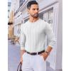 imageCOOFANDY Mens Crew Neck Sweater Long Sleeve Ribbed Knit Dress Sweaters Casual Slim Fit PulloverWhite