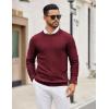 imageCOOFANDY Mens Crew Neck Sweater Long Sleeve Ribbed Knit Dress Sweaters Casual Slim Fit PulloverWine Red