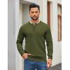imageCOOFANDY Mens Henley Sweater Long Sleeve Quarter Button Sweaters Casual Knit Pullover SweaterArmy Green