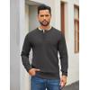 imageCOOFANDY Mens Henley Sweater Long Sleeve Quarter Button Sweaters Casual Knit Pullover SweaterDark Grey