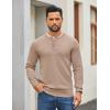 imageCOOFANDY Mens Henley Sweater Long Sleeve Quarter Button Sweaters Casual Knit Pullover SweaterDark Khaki