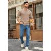 imageCOOFANDY Mens Henley Sweater Long Sleeve Quarter Button Sweaters Casual Knit Pullover SweaterDark Khaki