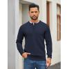 imageCOOFANDY Mens Henley Sweater Long Sleeve Quarter Button Sweaters Casual Knit Pullover SweaterDark Navy Blue