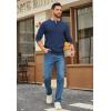 imageCOOFANDY Mens Henley Sweater Long Sleeve Quarter Button Sweaters Casual Knit Pullover SweaterNavy Blue