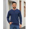 imageCOOFANDY Mens Henley Sweater Long Sleeve Quarter Button Sweaters Casual Knit Pullover SweaterNavy Blue