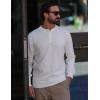 imageCOOFANDY Mens Henley Sweater Long Sleeve Quarter Button Sweaters Casual Knit Pullover SweaterWhite