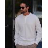 imageCOOFANDY Mens Henley Sweater Long Sleeve Quarter Button Sweaters Casual Knit Pullover SweaterWhite