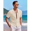 imageCOOFANDY Mens Knit Button Down Shirt Short Sleeve Vintage Polo Shirts Summer Casual Beach TopsBeige