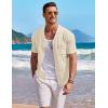 imageCOOFANDY Mens Knit Button Down Shirt Short Sleeve Vintage Polo Shirts Summer Casual Beach TopsBeige