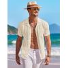 imageCOOFANDY Mens Knit Button Down Shirt Short Sleeve Vintage Polo Shirts Summer Casual Beach TopsBeige
