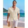 imageCOOFANDY Mens Knit Button Down Shirt Short Sleeve Vintage Polo Shirts Summer Casual Beach TopsBeige
