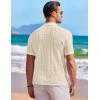 imageCOOFANDY Mens Knit Button Down Shirt Short Sleeve Vintage Polo Shirts Summer Casual Beach TopsBeige