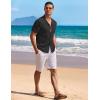 imageCOOFANDY Mens Knit Button Down Shirt Short Sleeve Vintage Polo Shirts Summer Casual Beach TopsBlack