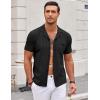 imageCOOFANDY Mens Knit Button Down Shirt Short Sleeve Vintage Polo Shirts Summer Casual Beach TopsBlack