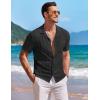 imageCOOFANDY Mens Knit Button Down Shirt Short Sleeve Vintage Polo Shirts Summer Casual Beach TopsBlack
