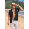 imageCOOFANDY Mens Knit Button Down Shirt Short Sleeve Vintage Polo Shirts Summer Casual Beach TopsBlackwhite
