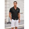 imageCOOFANDY Mens Knit Button Down Shirt Short Sleeve Vintage Polo Shirts Summer Casual Beach TopsBlackwhite
