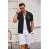imageCOOFANDY Mens Knit Button Down Shirt Short Sleeve Vintage Polo Shirts Summer Casual Beach TopsBlackwhite