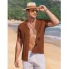 imageCOOFANDY Mens Knit Button Down Shirt Short Sleeve Vintage Polo Shirts Summer Casual Beach TopsCaramel