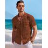 imageCOOFANDY Mens Knit Button Down Shirt Short Sleeve Vintage Polo Shirts Summer Casual Beach TopsCaramel